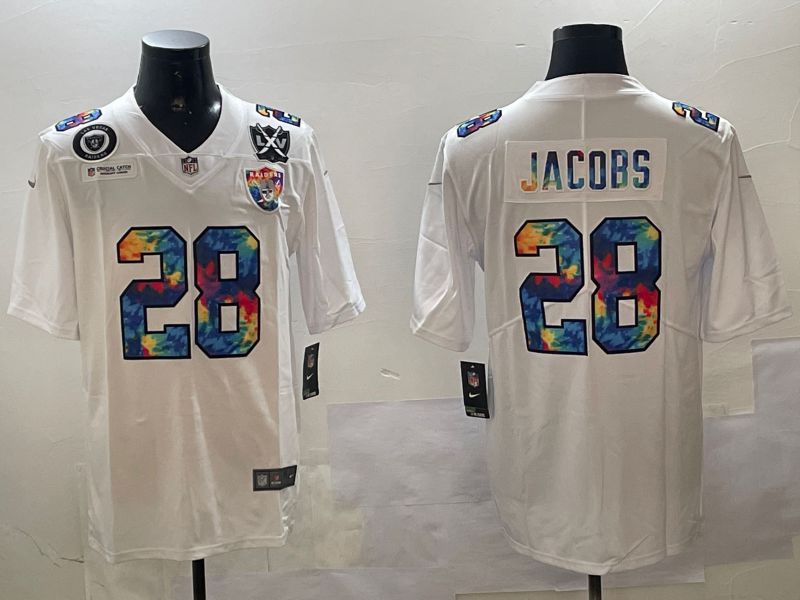 Men Oakland Raiders #28 Jacobs White Rainbow 2024 Nike Limited NFL Jersey style 01083->oakland raiders->NFL Jersey